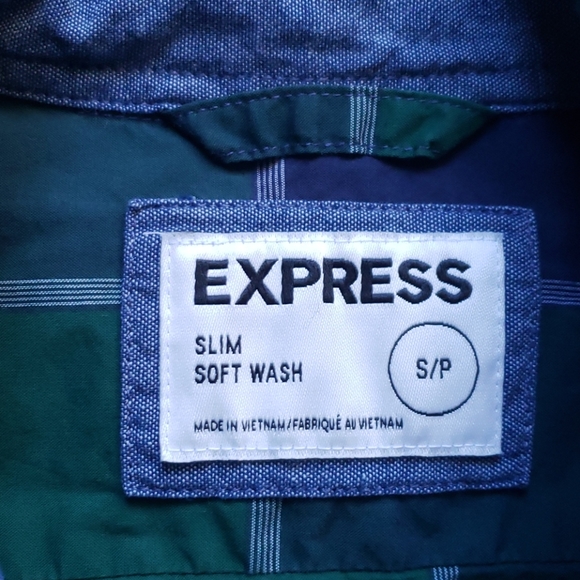 Brand New Express mens blue and green button down shirt - Picture 2 of 2